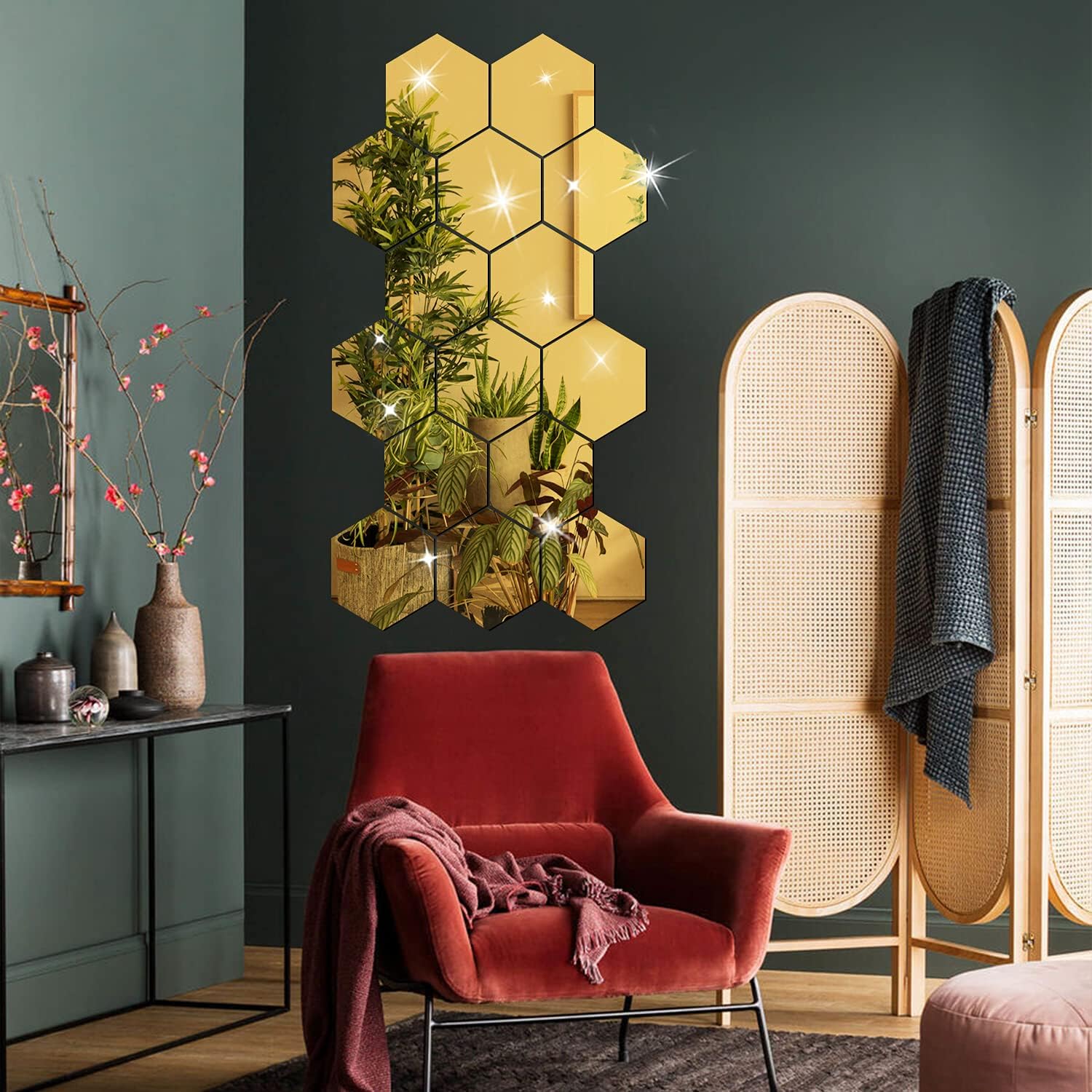 Hexagon Mirror Wall Stickers